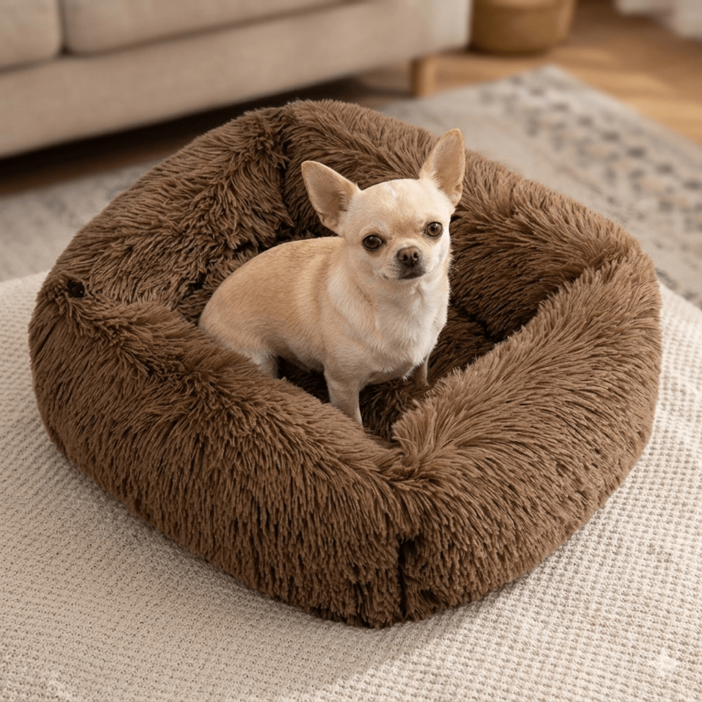 coussin chien coloris marron
