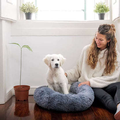 coussin pour chien avec un chien et sa sa maitresse 