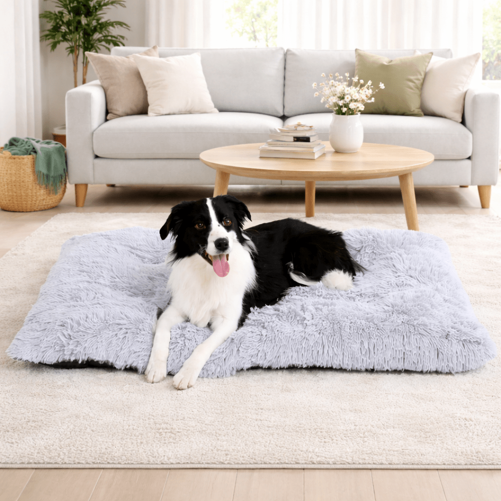 Coussin pour chien placé dans un salon