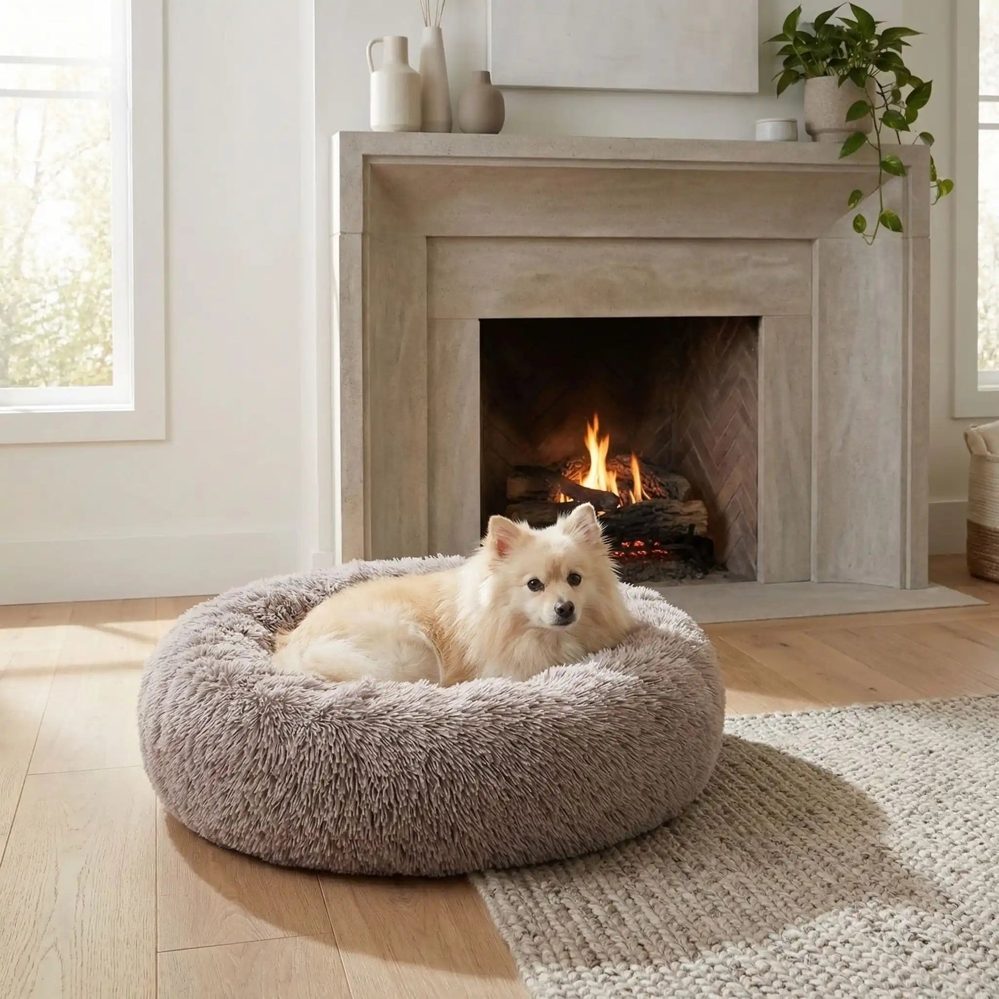 coussin pour chien Ultra Doux Peluche beige