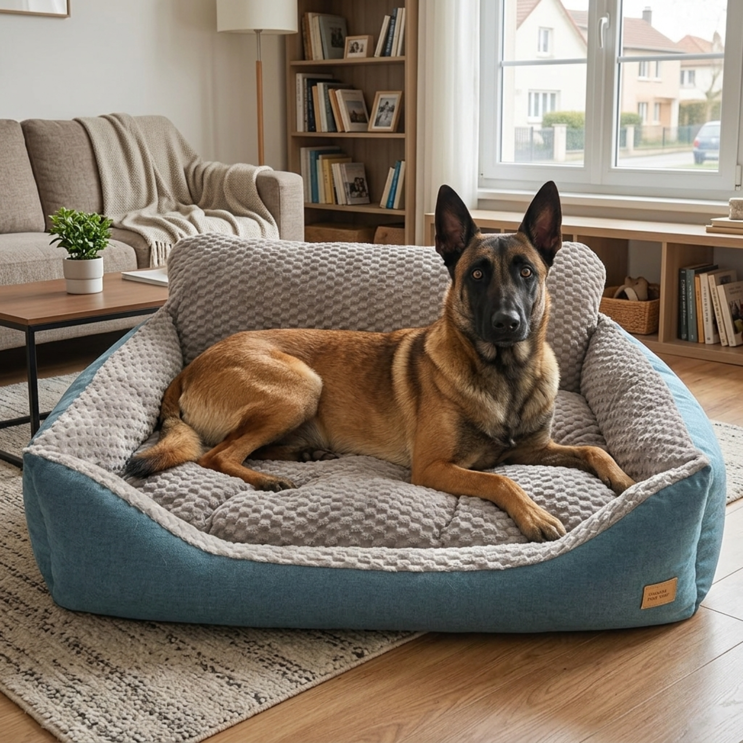Lit pour chien avec malinois