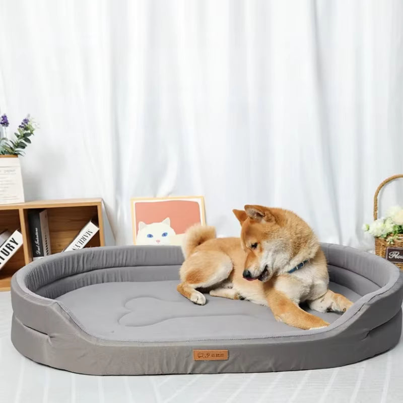 Lit pour chien avec shiba inu beige