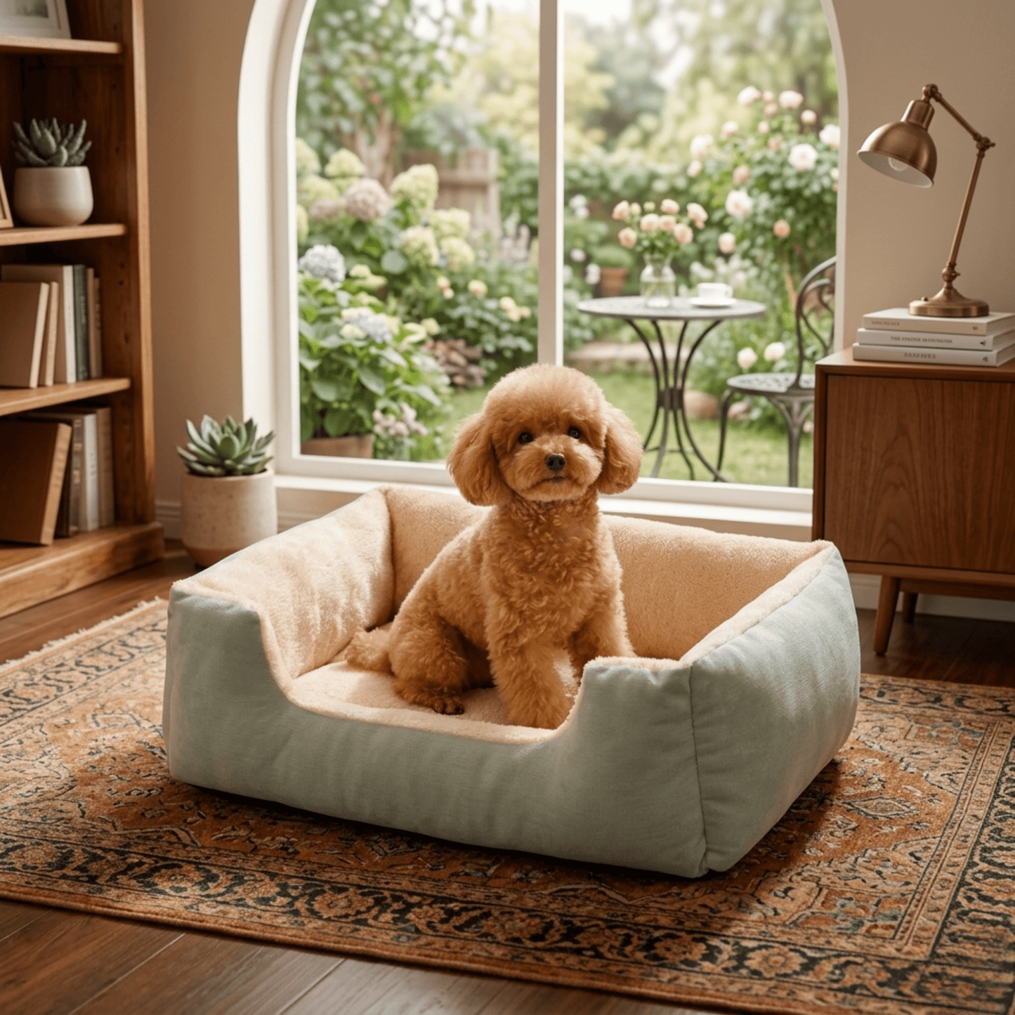 Panier chien avec caniche