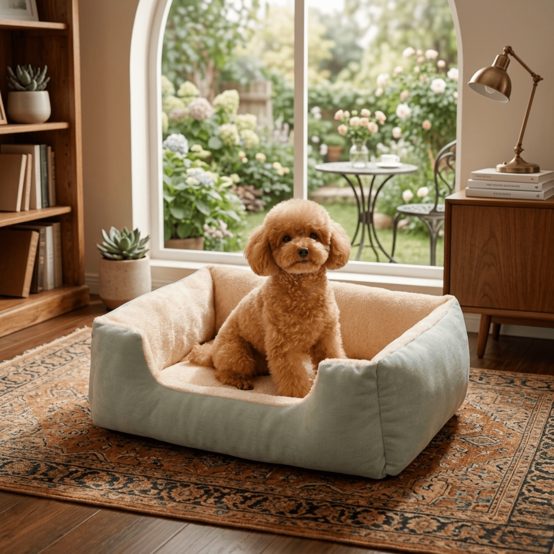 Panier chien avec caniche