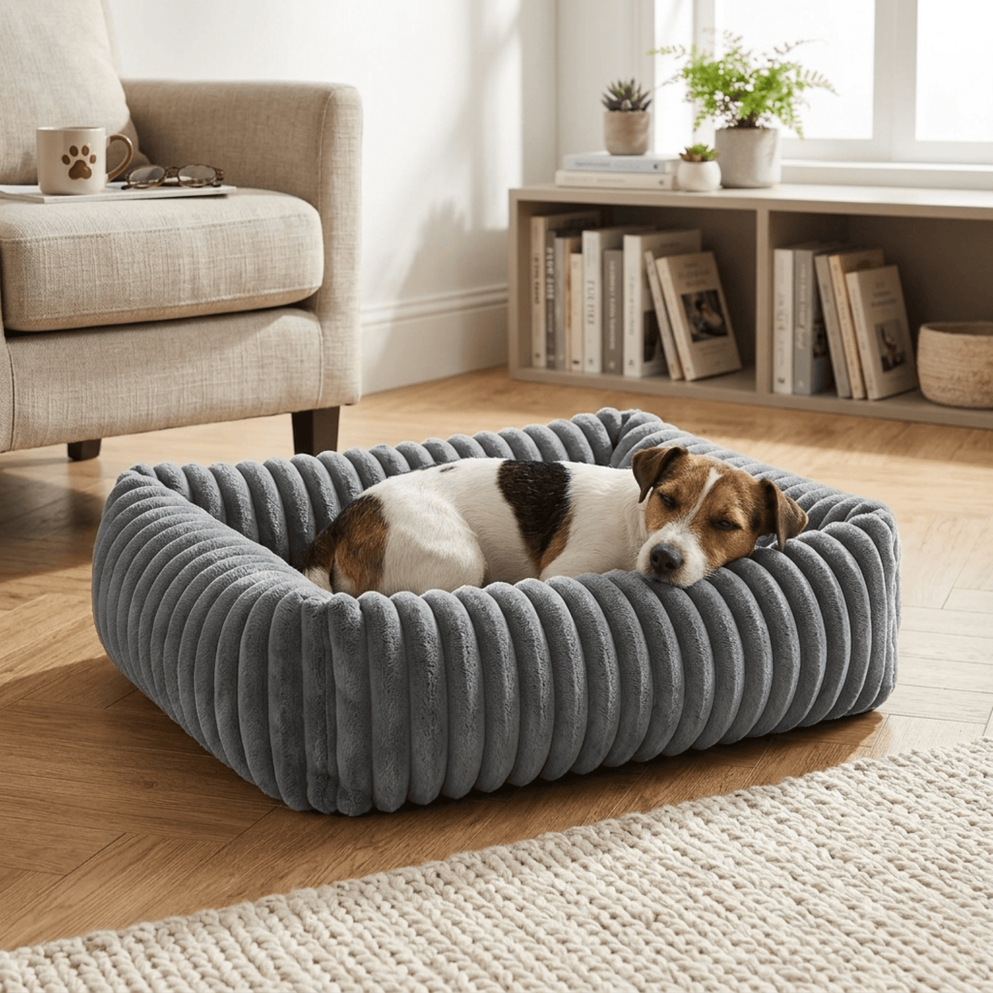 Panier chien avec jack russel qui dort