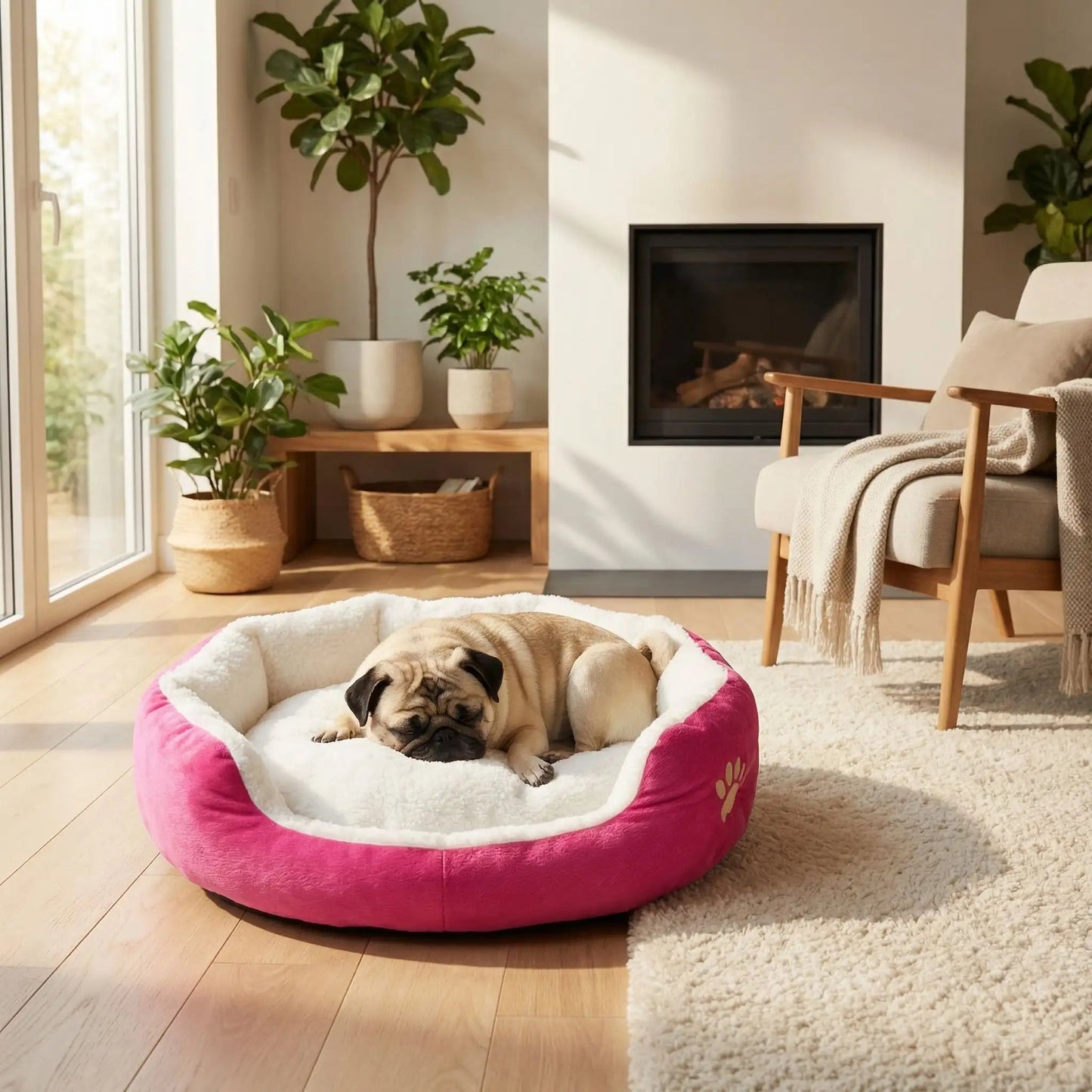 Panier petit chien coloris rose